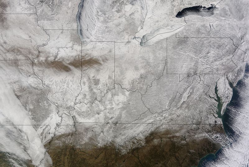 NASA satellite image shows the frozen wasteland that currently is the United States | The Verge