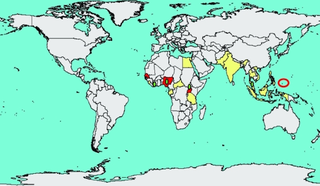 Zika distribution pre-2007 - Emerging Infectious Diseases
